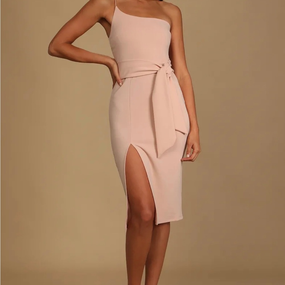 Lulus One shoulder pink dress L